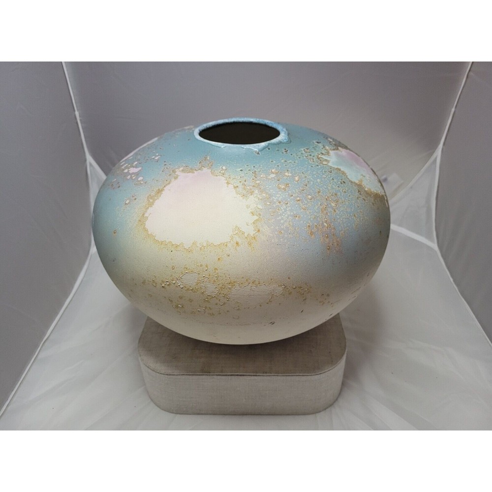 ✨ TONY EVANS RAKU Pot Vase Studio Art Pottery Ancient Sands SIGNED #25 9.5x12.5